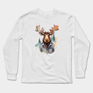 Moose in a shirt Long Sleeve T-Shirt